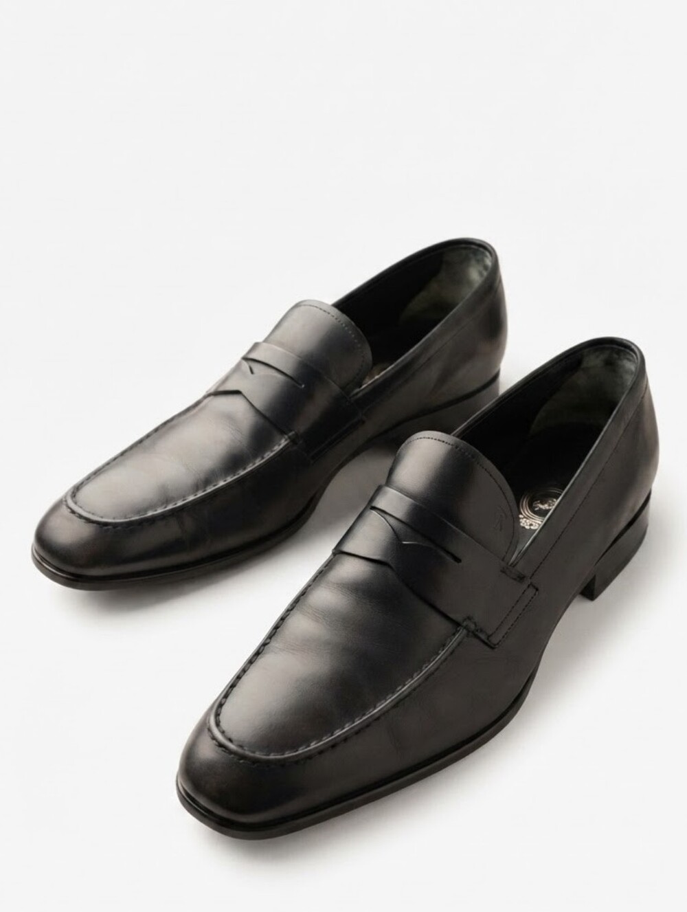 TOD'S Men's Black Leather Penny Loafers Size 12